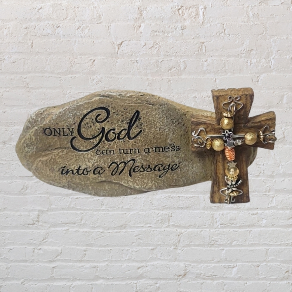 Faux Rock, Cross Sign, Bronze, Brown, Stone